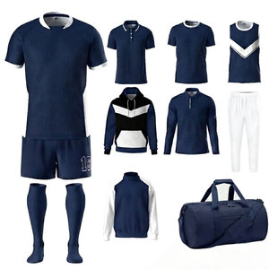 Nouvel ensemble d'uniformes de rugby tendance, tissu polyester léger et respirant, couleurs d'équipe personnalisées, maillot et short assortis, qualité supérieure - Product Image 1
