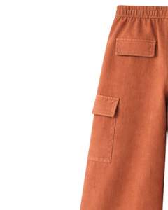 Pantalones Deportivos Anchos Color Naranja Quemado para Mujer, Cintura Elástica, Pantalones Casuales de Forro Polar, Corte Holgado, Ropa Urbana, Pantalones Cómodos para Invierno - Product Image 4