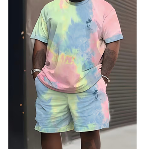 Conjunto Casual de Verano para Hombre, Fabricante, 2 Piezas, Pantalones Cortos Cargo de Algodón, OEM, ODM, Suministro al por Mayor, Tie Dye - Product Image 3