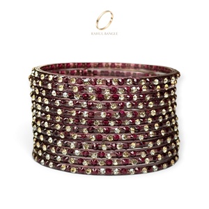 Magnifiques bracelets en verre kashmiri rouge vin en forme de goutte de pluie avec pierres de zircon fin pour femmes, bijoux indiens de festival, vente en gros - Product Image 4