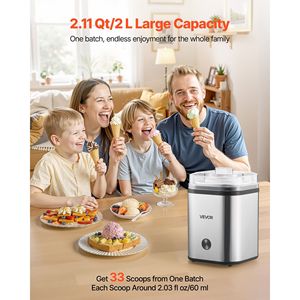 Grande capacità 2.11 Qt. Macchina per gelato automatica elettrica guscio in acciaio inox operazione facile pulizia per gelatiere - Product Image 2