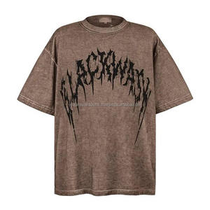เสื้อยืดสตรีทแวร์ฮิปฮอปสีดำฟอกย้อมสไตล์วินเทจ 100% ผ้าฝ้าย พร้อมโลโก้สั่งทำ ขายส่ง - Product Image 1
