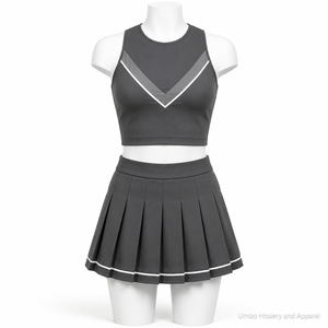 Tenues de cheerleading pour équipes adultes et filles, ensembles sans manches, tenue scolaire personnalisée, robe de cheerleading 100% polyester pour costumes sportifs - Product Image 1