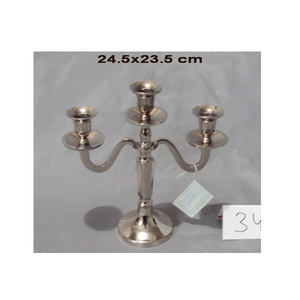 Candélabre décoratif à trois bras, finition argent poli, aluminium, fait main, écologique, durable, sans plomb, Noël, Pâques - Product Image 3