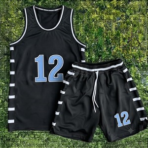 Ensemble de maillots de basket-ball bleus personnalisés pour hommes, uniforme de basket-ball par sublimation, vêtements de sport respirants pour l'entraînement, maillot et short d'équipe - Product Image 2