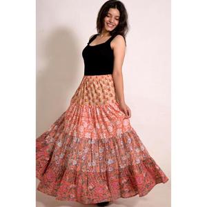 Cotton <b>Patchwork</b> Tiered Maxi <b>Skirt</b> Bohemian Handmade Long <b>Skirt</b> Hippie Festival Outfit - Product Image 4