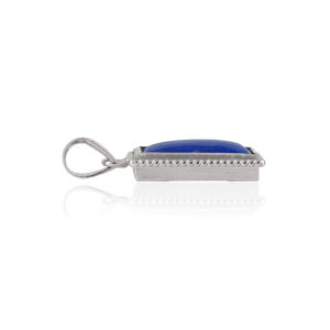 Pendentif solitaire authentique en lapis-lazuli, argent sterling 925, forme géométrique, style classique, bijoux artisanaux raffinés - Product Image 5