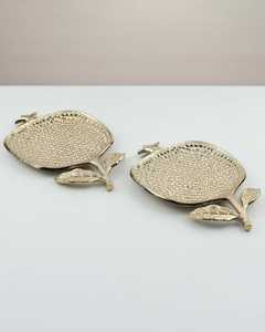 Stylish Display Gold Plated Fruit Shape Decorative <b>Tray</b> Set 2Pcs Contemporary Metal Handicraft <b>Plant</b> Design - Product Image 1
