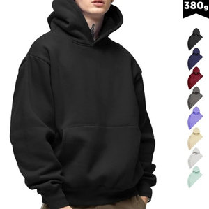 Sweat à capuche oversize uni en molleton 100 % coton de haute qualité pour homme, coupe lourde avec épaules tombantes, idéal pour la personnalisation OEM - Product Image 4