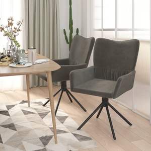 2 chaises de salle à manger pivotantes en velours gris foncé - Product Image 3