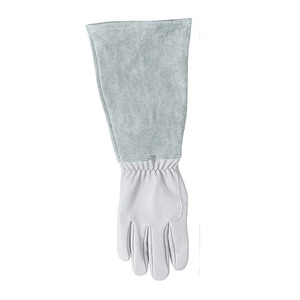 Gants de sécurité en cuir blanc, manchette longue de 28 cm, résistance à la chaleur, durables, anti-chaleur, gants de travail avec manchette froncée - Product Image 4