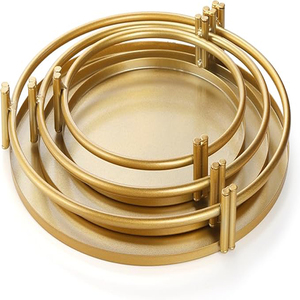 Elegant Metal <b>Cake</b> <b>Stand</b> Set Round Decorative Wedding Party Display <b>3</b> <b>Tier</b> Gold Finish Dessert Display Cupcake <b>Stands</b> Wedding - Product Image 6