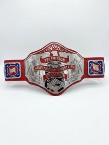 Huzaim Elite Sports NWA Television Heavyweight <b>Wrestling</b> Championship <b>Belt</b> Red PU Leather Strap Silver Metal Plate - Product Image 1