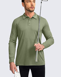 Mens Long Sleeve Polo Shirt Slim Fit Solid Color Soft Stretch Breathable Lightweight Casual Daily Wear <b>Classic</b> Collar Top - Product Image 4