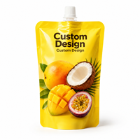 Pochettes à bec verseur personnalisées jaunes pour jus de fruits, emballage de remplissage à chaud pour purée de mangue, noix de coco et fruit de la passion, vente en gros