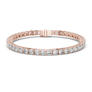 10k Rose <b>Gold</b> Lab Grown Round Brilliant Cut Micro Pave Diamond Tennis <b>Bracelet</b>-Luxury Wedding Jewelry - Product Image 1