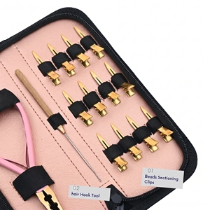 Kit d'extensions capillaires en micro-anneaux et nano-anneaux en acier inoxydable, avec pince à sertir à 2 trous, crochet de tirage et accessoires de sectionnement - Product Image 4