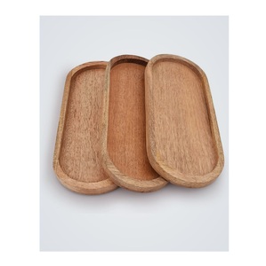 Plateau de service rectangulaire en bois d'acacia festonné de qualité supérieure, plateau décoratif en bois avec bords ondulés, plateau de service écologique - Product Image 3