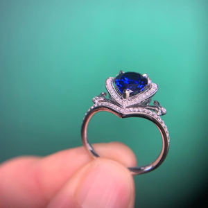 Anillo de Zafiro Azul Deslumbrante con Halo de Diamantes en Forma de Pera, Plata de Ley, Joyería para Fiestas, Regalo de Cumpleaños, Anillo Elegante para Mujer - Product Image 5