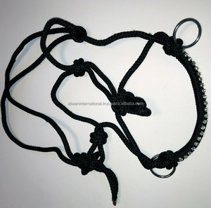 Corde en Nylon de licou de cheval de haute qualité avec tresse de diamant en cuir perlé licou de corde de cheval moyen - Product Image 2