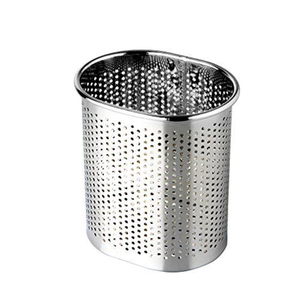 Support à Couverts en Métal Doré Martelé Style Vintage, Organisateur de Rangement Rond Perforé pour Table - Product Image 5