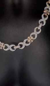 Collar de Cadena Cubana Infinity Bling, Plata 925, Diamante Moissanita, Dos Tonos, Joyería Hip Hop, Regalo para Fiestas - Product Image 2