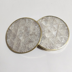 Decorative Resin Coaster Set Geometric Triangle Design Black <b>White</b> with Gold Rim Modern Drink Coasters for Coffee <b>Table</b> <b>Dining</b> - Product Image 6