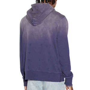 Sweat à capuche pour homme en molleton bouclette épais délavé à l'acide, coupe oversize, style streetwear vintage, avec poche kangourou, ODM - Product Image 2
