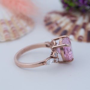 Anillo de compromiso de plata 925 con diamante moissanita rosa de corte corazón, estilo americano, romántico, a la venta - Product Image 4