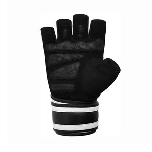 Gants de fitness rayés noir et blanc avec sangle de poignet intégrée, équipement d'entraînement de force, fournisseur professionnel pour salles de sport - Product Image 3