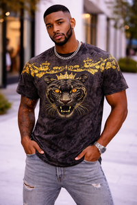 T-shirt noir oversize pour homme, style estival, respirant, à strass, effet vieilli, streetwear décontracté, coupe classique, logo personnalisé - Product Image 3