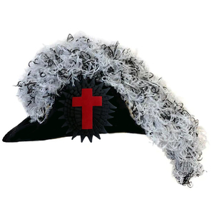 Chapéu de Reglamento del Illinois para Caballeros Templarios de Primera Calidad con Plumas Blancas y Negras, Servicio OEM y MOQ - Product Image 1