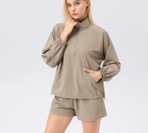 Nueva Chaqueta Deportiva para Mujer con Protección Solar, Cuello Corto, Cierre Frontal, Hombros Caídos y Ribete Elástico - Product Image 4