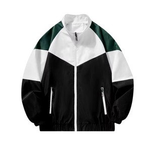 Blouson universitaire personnalisé de haute qualité pour hommes, coupe ample à épaules tombantes, patchwork, fermeture éclair, non-tissé, color block, style sport, collection printemps, vente en gros - Product Image 4