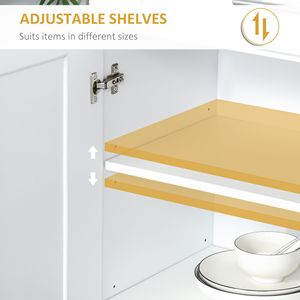 Modern <b>White</b> Kitchen Pantry <b>Cabinet</b> <b>Storage</b> with 4 Particle Board Doors Drawer 3 Adjustable Shelves for Dining Room - Product Image 6