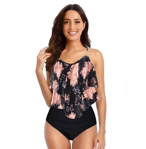 Conjunto de Bikini Premium para Mujer, Bikini Ajustable con Volantes Tropicales y Braguita de Cintura Alta para Playa, Piscina y Fiestas de Verano - Product Image 3