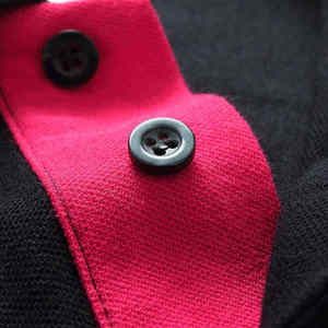 Polo Negro para Hombre, Manga Corta, Corte Regular, Tejido de Punto, Ribete en Contraste, Color Sólido Informal - Product Image 5