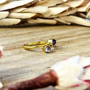 Trendy <b>Rose</b> <b>Quartz</b> <b>Rings</b> Minimalist Brass Jewelry Women 18k Gold Plated Dainty bypass Band Boho Swirl Design Wholesale/OEM/ODM - Product Image 4