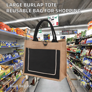 Sac de plage en jute élégant et tendance pour femmes avec des poignées d'épaule confortables et une grande capacité de rangement - Product Image 5