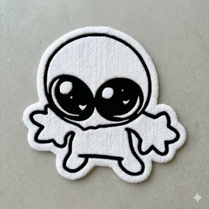 Alfombra Antideslizante de Lana con Diseño Geométrico, Hecha a Mano, en Blanco y Negro, Estilo Kawaii, para Dormitorio o Sala de Estar - Product Image 1