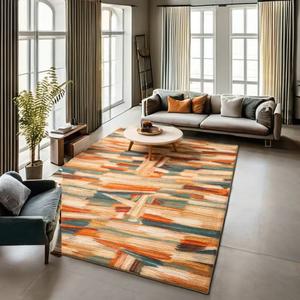 Alfombra de Lana Multicolor Abstracta de 8x12 Pies, Alfombra Moderna Hecha a Mano, Alfombra Contemporánea de Gran Tamaño para Sala de Estar - Product Image 5