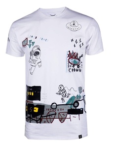 Camiseta de algodón de manga corta con cuello redondo de alta calidad para hombre, ropa de calle tejida, estampado gráfico, estilo Hip Hop informal, 100% algodón directo - Product Image 2