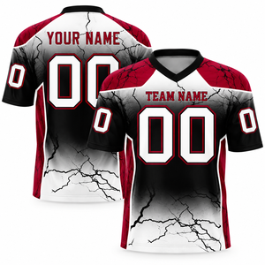 Camiseta de Fútbol Personalizada Sublimada 100% Poliéster con Cuello en V, Estampado Gráfico Agrietado Degradado, Uniformes de Equipo para Hombre, Transpirable, Manga Corta - Product Image 1