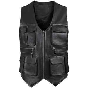 Chaleco de Cuero de Estilo Clásico con Bolsillo Lateral Elegante, Chaleco de Cuero de Diseño Personalizado para Uso Diario, Chaleco de Cuero para Motocicleta - Product Image 1
