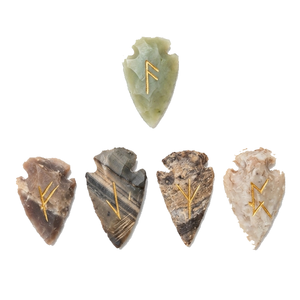 High quality imperial jasper arrowhead rune <b>set</b> <b>Crystal</b> Rune Wicca Energy natural stone for Divination and Intuition Meditation - Product Image 3