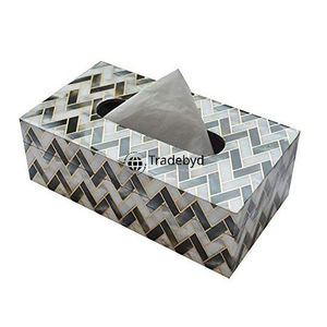 Caja y Portapañuelos Decorativa de Lujo Ecológica con Incrustaciones de Hueso Hecha a Mano, Decoración de Mesa Elegante Tradebyd - Product Image 1