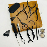 Kit Profesional de Herramientas para Extensiones de Cabello Negro Mate Sostenible, Incluye Microperlas de Acero Inoxidable, Pinzas de Cocodrilo y Alicates