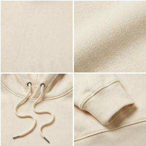 เสื้อฮู้ดผู้ชายสีครีม ทรงปกติ ผ้าฝ้ายเฟรนช์เทอร์รี่ สวมใส่สบาย มีกระเป๋าหน้า เหมาะสำหรับใส่ในฤดูใบไม้ร่วง - Product Image 4