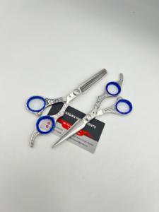 <b>Set</b> Of <b>Barber</b> Hair Cutting Salon Use Scissors Shears J2 Japanese Stainless Steel Mirror Polish with Leather Pouch - Product Image 2