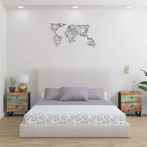 Juego de 2 mesitas de noche en tonos de madera multicolor con marcos negros - Product Image 1